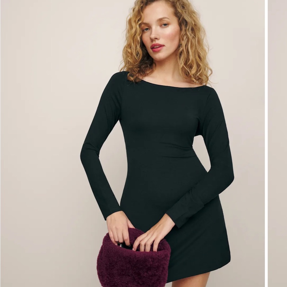 Reformation Jaelynn Black Long Sleeve Dress